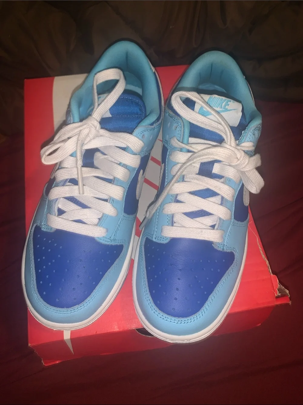 Nike Kids Low-Top Sneakers in Light Blue & Royal Blue